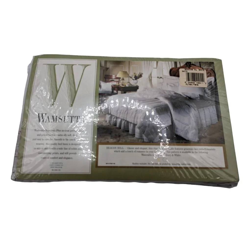 Vtg Wamsutta Beacon Hill  White Eyelet Lace Edged Supercale Twin Flat Sheet